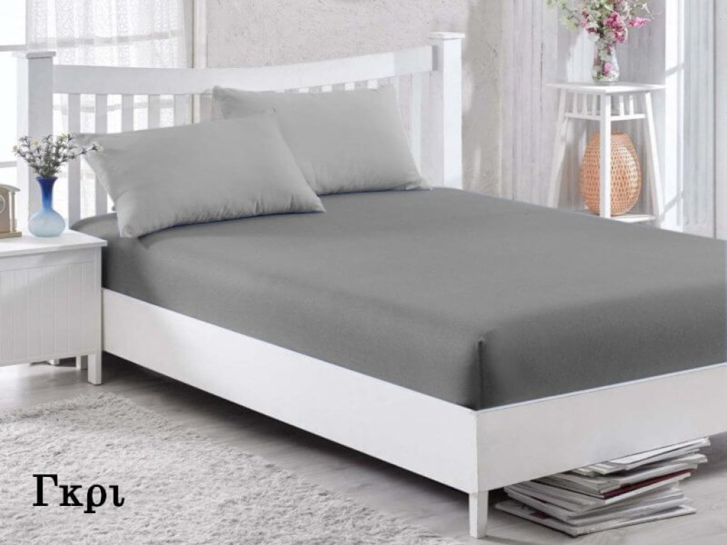 Κατωσέντονα με λάστιχο Γκρι Βαμβακερά Γαρύφαλλο | Γαρύφαλλο - Λευκά Είδη